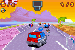 Inspector Gadget Racing (Game Boy Advance) screenshot: Attempting to hit Quimby with a missile