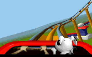 Theme Park (Amiga CD32) screenshot: Intro - Riding the rollar-coaster.
