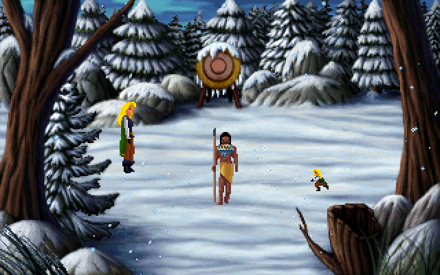 Heroine's Quest: The Herald of Ragnarok (Windows) screenshot: The game has its share of Easter eggs - don't we know the spear throwing woman from quite a similar game?...