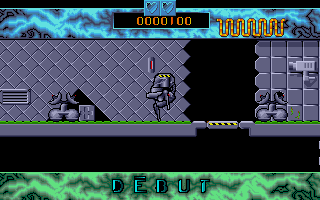 Début (Atari ST) screenshot: Robots are patrolling this area