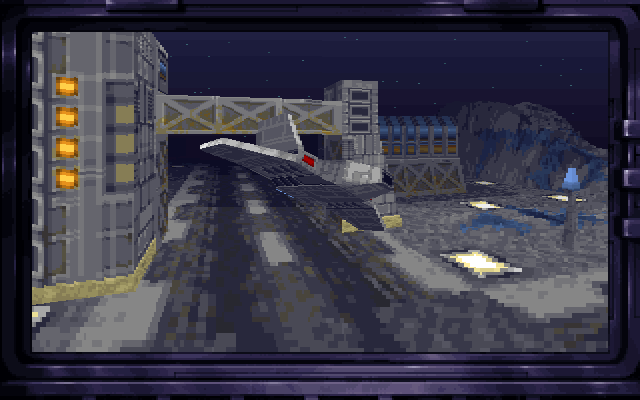 Strike Base (DOS) screenshot: Flying around (from the intro)