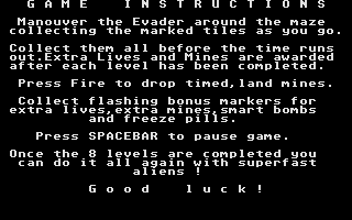 Evasion 2 (Atari ST) screenshot: Instructions