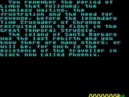 Aztec Assault (ZX Spectrum) screenshot: The second of three story screens that are the same as in Phoenix and Violators Of Voodoo. They explain the traveller's presence