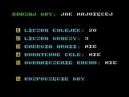 Imperator (ZX Spectrum) screenshot: Settings