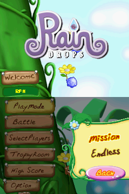 Rain Drops (Nintendo DS) screenshot: Play Mode Menu