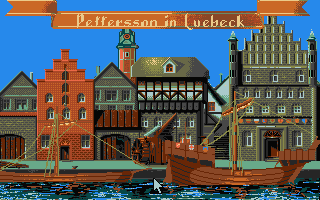 The Patrician (Atari ST) screenshot: The harbour in Lübeck
