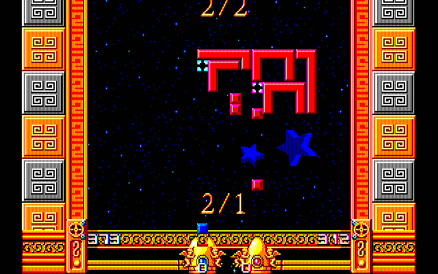 Quarth (PC-98) screenshot: Work together to clear the blocks as fast as possible!