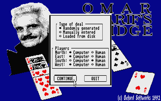 Omar Sharif on Bridge (Atari ST) screenshot: Options