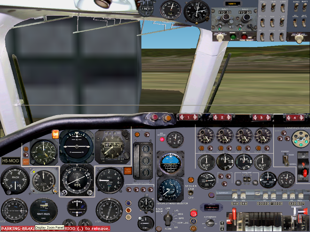 Vickers VC10 (Windows) screenshot: This is a zoomed-out 2D panel, which shows a wider main panel.