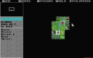 Sid Meier's Civilization (Atari ST) screenshot: Moving a unit