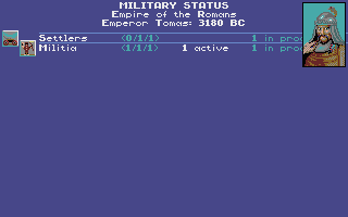 Sid Meier's Civilization (Atari ST) screenshot: That's not much of a military force