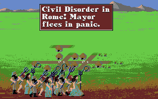 Sid Meier's Civilization (Atari ST) screenshot: Civil disorder in Rome