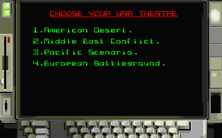 F29 Retaliator (Atari ST) screenshot: Selecting combat theatre