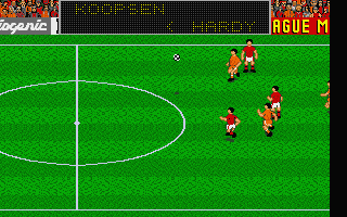 Emlyn Hughes International Soccer (Atari ST) screenshot: The game is on