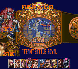 Saturday Night Slam Masters (SNES) screenshot: "Team" Battle Royal