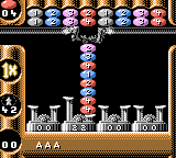 Marble Master (Game Boy Color) screenshot: The stack reached the top. Game over.