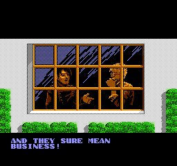 The Rocketeer (NES) screenshot: Cliff talks with Peevy about the gangsters.