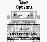 Jeep Jamboree: Off Road Adventure (Game Boy) screenshot: Game Options.