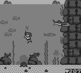 Maru's Mission (Game Boy) screenshot: where you kill sharks with harpoons.