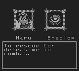 Maru's Mission (Game Boy) screenshot: ..to have a short chat before the fight.