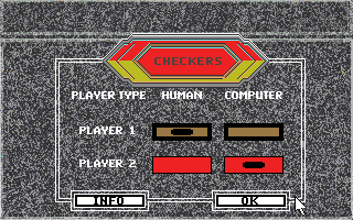 Hoyle: Official Book of Games - Volume 3 (Amiga) screenshot: Choose human or computer player to play against.