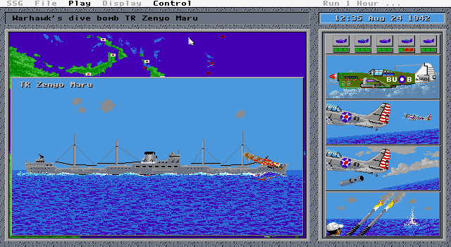 Carriers at War (DOS) screenshot: American Ship Attack