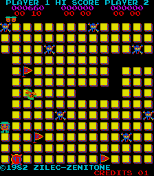 Check Man (Arcade) screenshot: Moving off the edge and appearing on the other side