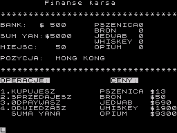 Tajpan (ZX Spectrum) screenshot: Main screen