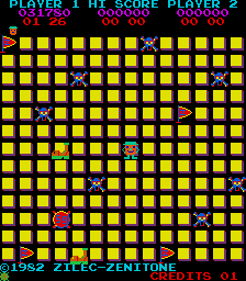 Check Man (Arcade) screenshot: Start of level 2 with two stompers
