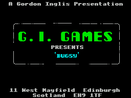 Bugsy (ZX Spectrum) screenshot: Title screen: G.I. Games release