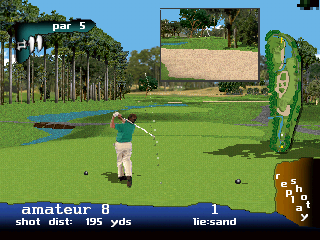 PGA Tour 97 (PlayStation) screenshot: Replay mode.