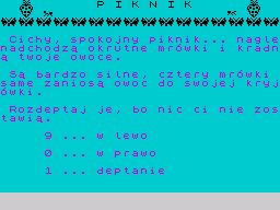 Piknik (ZX Spectrum) screenshot: Introduction