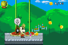 Shrek 2: Beg for Mercy! (Game Boy Advance) screenshot: Faeries enable you to fly for a short time.