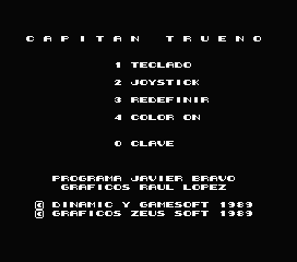 El Capitán Trueno (MSX) screenshot: Main menu for part two