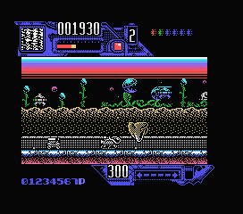 Comando Tracer (MSX) screenshot: You cannot go through these rocks. You must jump them.