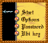 Hype: The Time Quest (Game Boy Color) screenshot: Main Menu