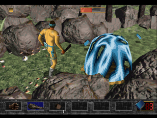 Time Commando (PlayStation) screenshot: One of the time bubbles where chips can be exchanged for extra time.