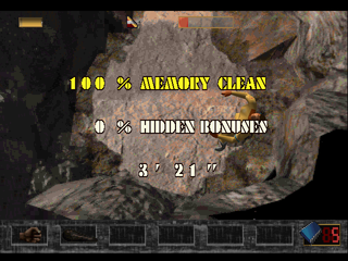 Time Commando (PlayStation) screenshot: Level statistics