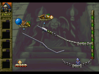 Arthur to Astaroth no Nazo Makaimura: Incredible Toons (PlayStation) screenshot: The birds drop eggs when hit.