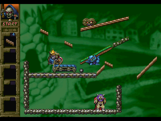Arthur to Astaroth no Nazo Makaimura: Incredible Toons (PlayStation) screenshot: Green ramp