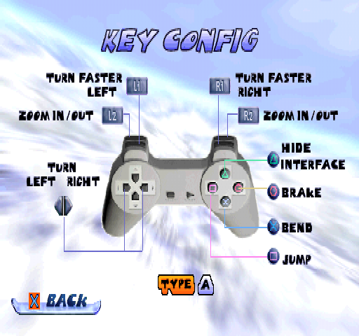 Snow Break (PlayStation) screenshot: Key config.