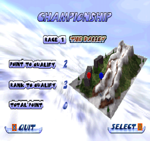 Snow Break (PlayStation) screenshot: Championship. Race introduction.