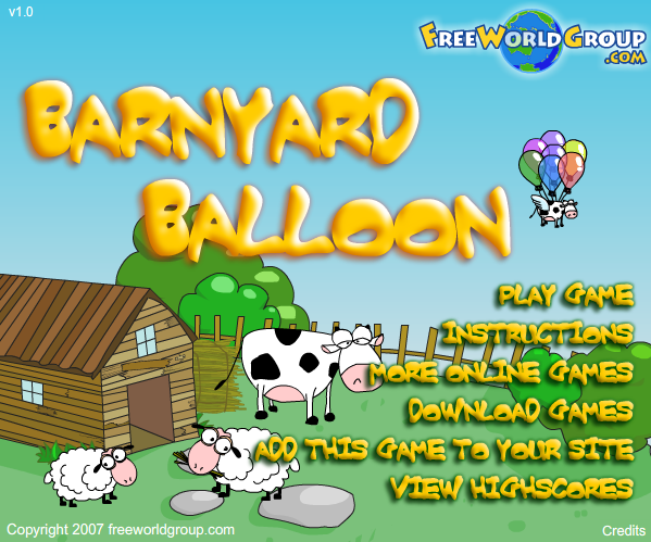 Barnyard Balloon (Browser) screenshot: Main menu