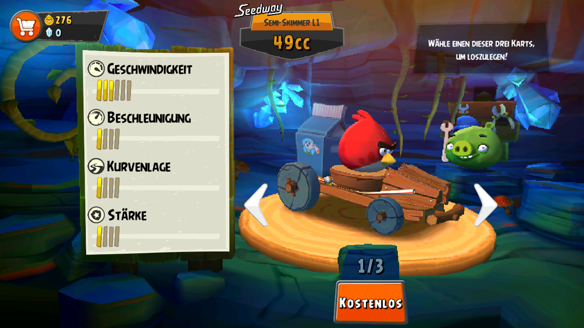 Angry Birds: Go! (BlackBerry) screenshot: Choose your cart