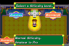 Mario Tennis: Power Tour (Game Boy Advance) screenshot: Selecting difficulty level