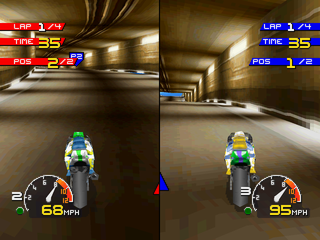Moto Racer (PlayStation) screenshot: Tunnel