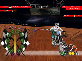 Moto Racer (PlayStation) screenshot: Victory lap