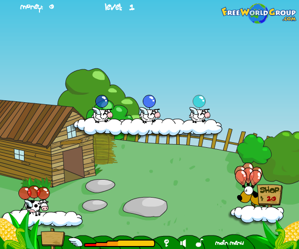 Barnyard Balloon (Browser) screenshot: Strat of the game