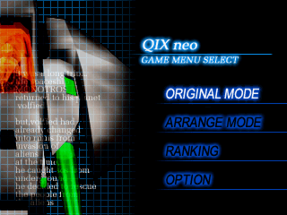 QIX Neo (PlayStation) screenshot: Main menu