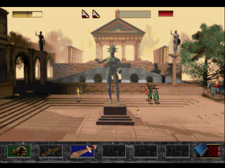 Time Commando (PlayStation) screenshot: Legionnaires and an officer on horseback